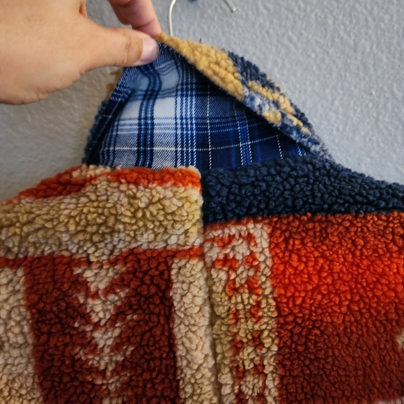 Anthropologie Pilcro Geometric Sherpa Fleece Longline Coat Jacket XS - Picture 8 of 16